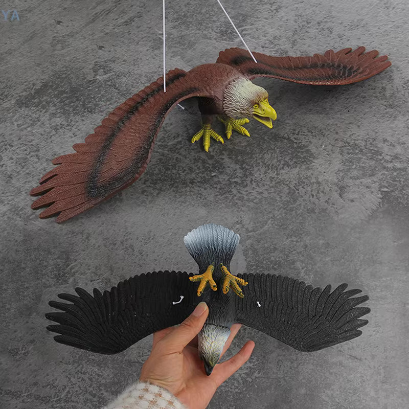 YA Adler-Figur für den Außenbereich als hängende Vogelabwehr und lebensechte Falkenattrappe in Weiß - Bild 2