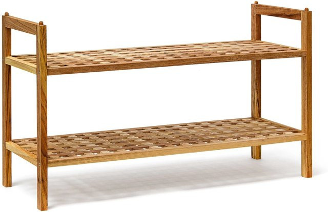 Relaxdays Schuhregal Walnuss Hell im Landhaus Stil, stapelbar, B/T/H: 69 x 40,5 x 26 cm - Bild 1