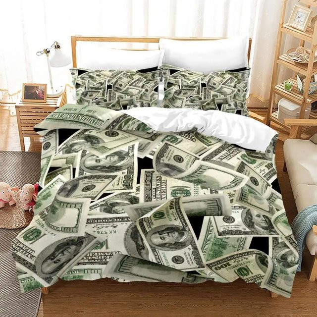 Lodestar Bettwäscheset mit 3D-Dollar-Banknoten-Print, Grün, B/H: 140 x 200 cm - Bild 1