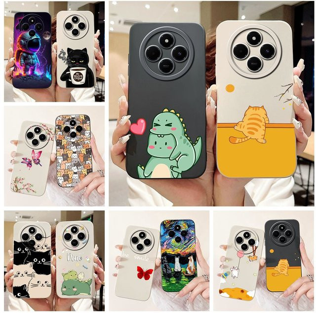 Silikon Handyhülle mit Dinosaurier Cartoon Design für Xiaomi Redmi 14C und Poco C75, Multicolor - Bild 1