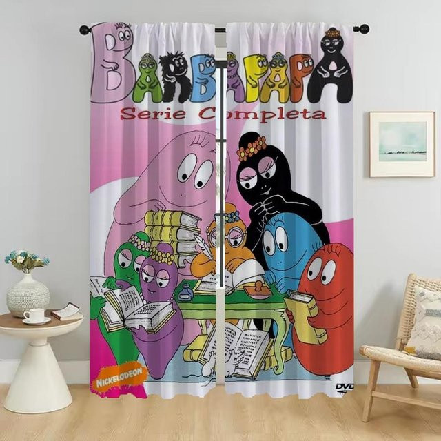 Verdunkelungsvorhang Les Barbapapas für Innenräume, 2 Paneele, Mehrfarbig, Breite: 50 cm, Höhe: 70 cm - Bild 1