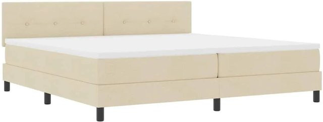 vidaXL Boxspringbett mit Matratze in Creme und Beige aus Stoff, B/T: 200 x 200 cm - Bild 1