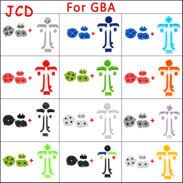 JCD Ersatzknopf-Set für GBA Tastatur: Leitfähige Gummipads für D-Pad, A, B, L, R und Ein/Aus-Schalter in Schwarz - Bild 1