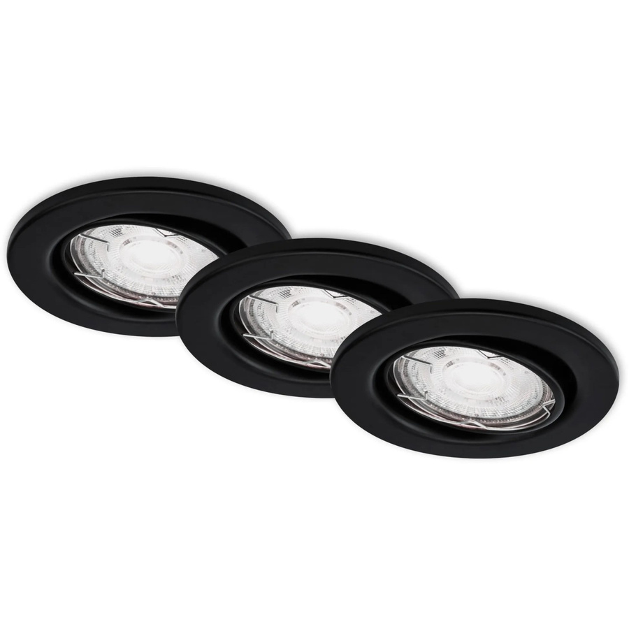 Brilo LED-Einbauleuchte Sten 3er-Set in Schwarz Matt mit warmweißem Licht und GU10 Fassung - Bild 2