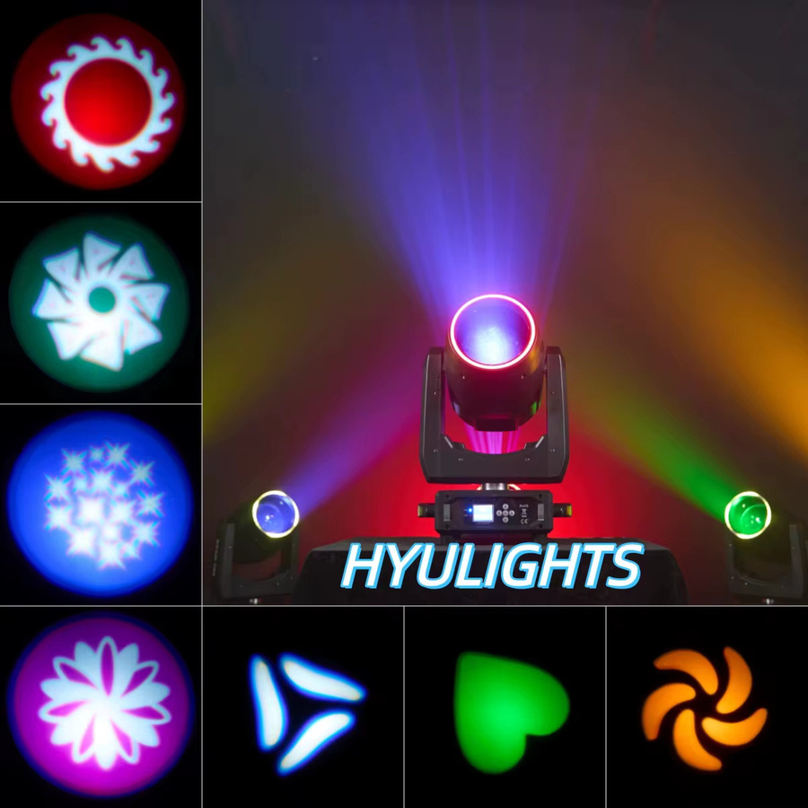 DJXFLI Moving Head DJ-Beleuchtung 380W mit Halo-Effekt, RGB LED, 8/48 Prismen, Zoom, Bar, Beam, Spot, 14 Gobos und Farbrad in Schwarz - Bild 6