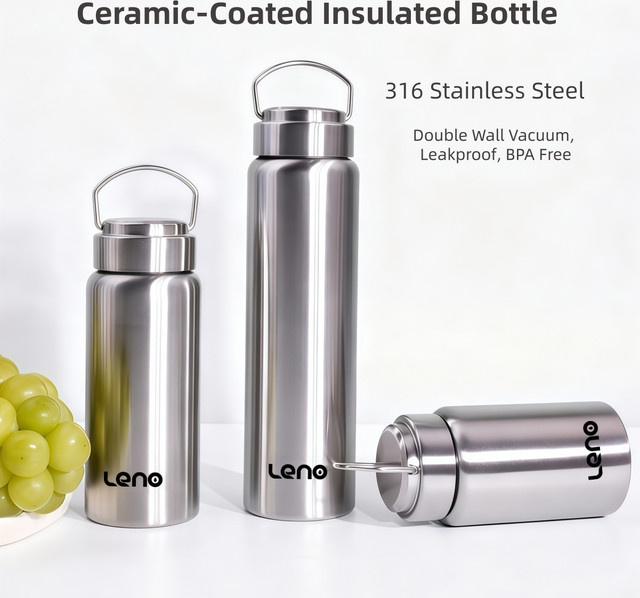 Leno Premium Teethermosflasche mit Keramikeinsatz aus Edelstahl in Silber, 350–750 ml - Bild 1