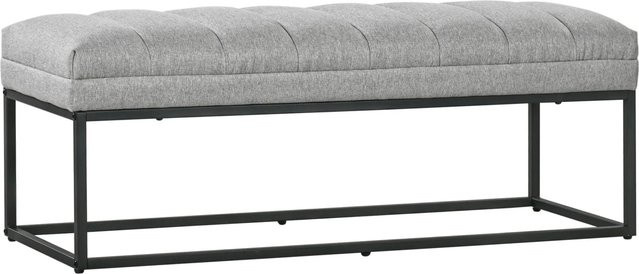 HOMCOM Sitzbank in Leinenoptik mit Stahlgestell, Hellgrau, B/T/H: 120 x 44 x 45,5 cm - Bild 1