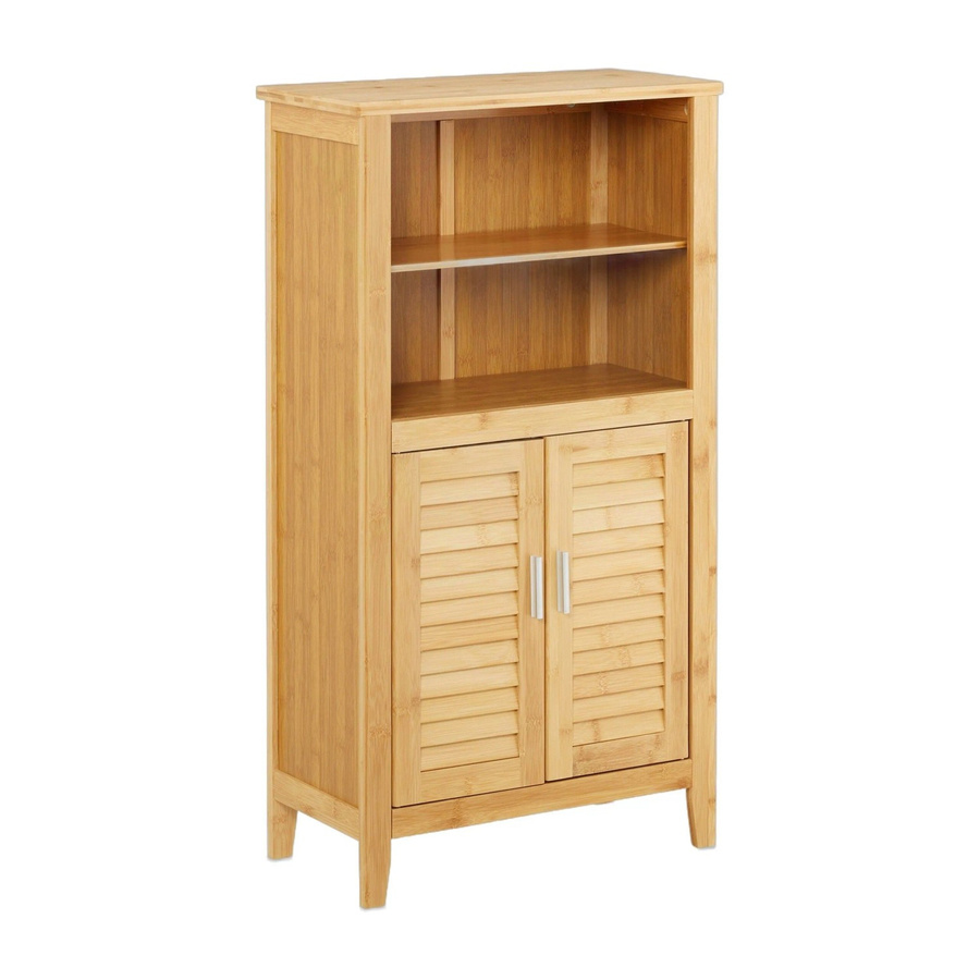 Relaxdays Badezimmerschrank aus Bambus mit Lamellentüren in Braun, H: 92 cm, B: 50 cm, T: 25 cm - Bild 2