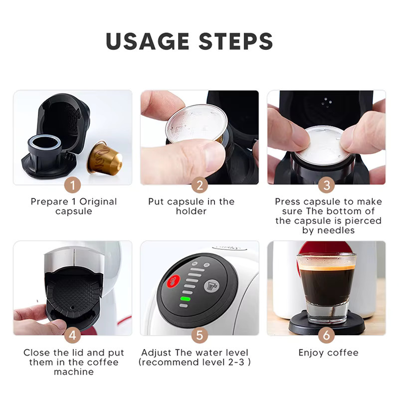 Wiederverwendbarer Adapter für Dolce Gusto Maschinen zur Nutzung von Nespresso Kapseln in Schwarz - Bild 5
