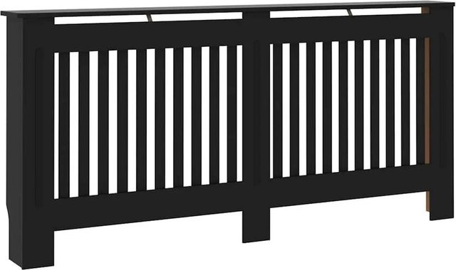 vidaXL Heizkörperverkleidung in Schwarz mit modernem Latten-Design aus MDF, B: 172 cm, T: 19 cm, H: 81,5 cm - Bild 1