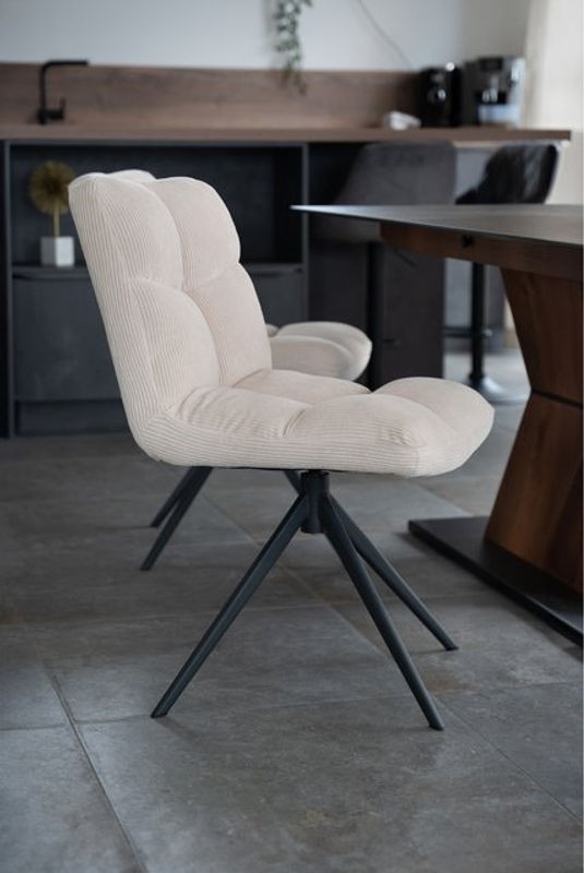 HOME DELUXE Esszimmerstuhl NODA 4er Set drehbar Modern Beige - Bild 1