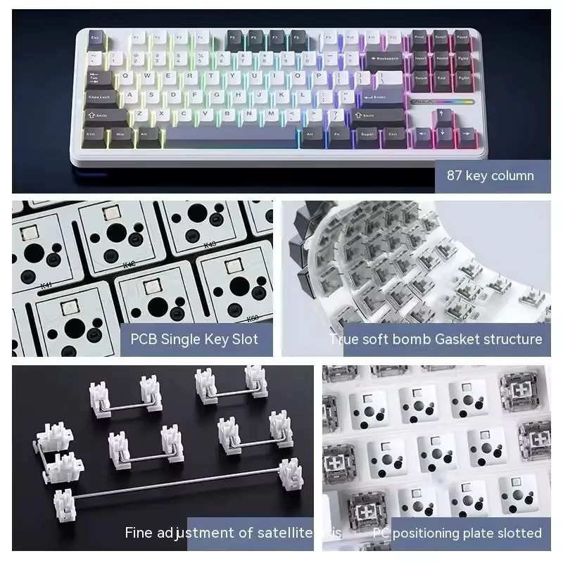 AULA F87Pro Mechanische Gaming Tastatur in Schwarz mit Tri-Modus Verbindung (Bluetooth, 2,4 GHz und USB) und 87 Tasten - Bild 4