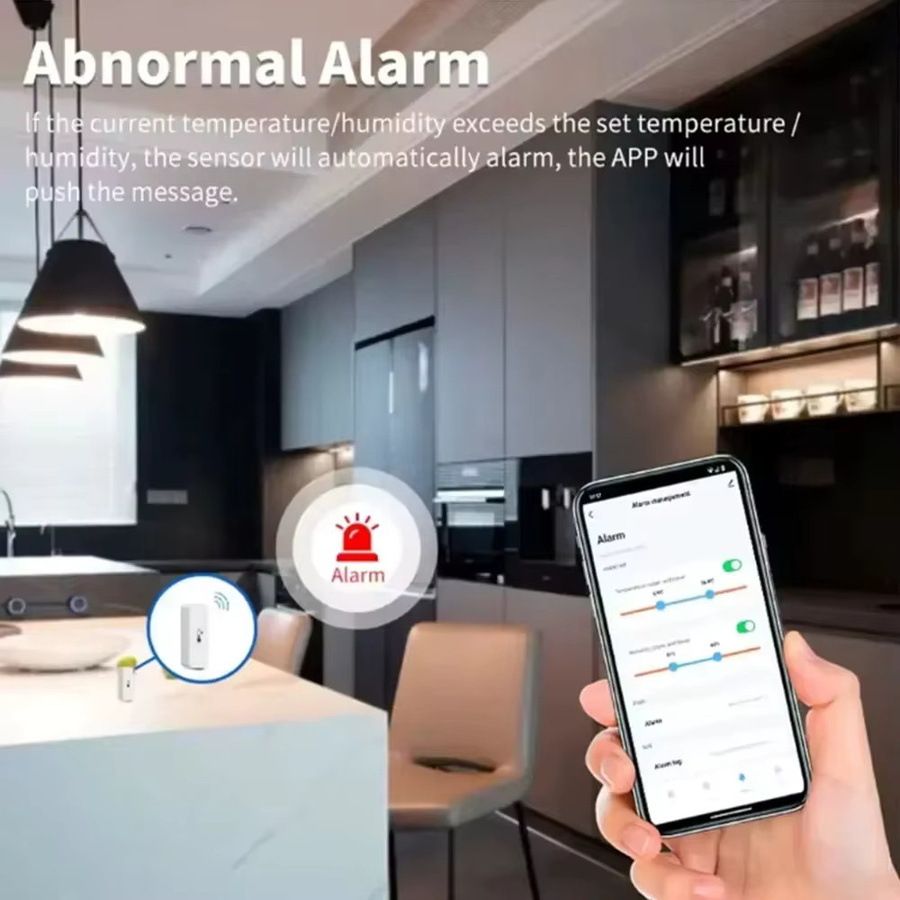 Tuya Zigbee Temperatur- und Feuchtigkeitssensor in Weiß mit App-Fernüberwachung und Sprachsteuerung für Alexa und Google Home - Bild 2