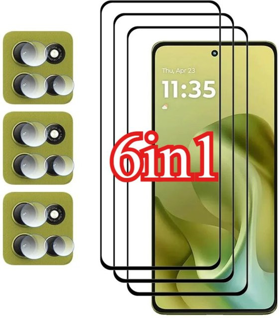 6in1 Vollständiges Schutzset mit Glas für Motorola Moto G86 G56 G15 G05 E15 G75 G55 G35 inklusive Kamera Objektiv Schutz Film in Transparent - Bild 1
