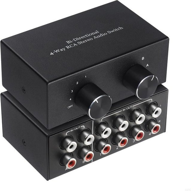 OOTDTY 4-Port RCA Stereo Switcher AC004A Zwei-Wege Lautsprecher Switcher in Schwarz - Bild 1