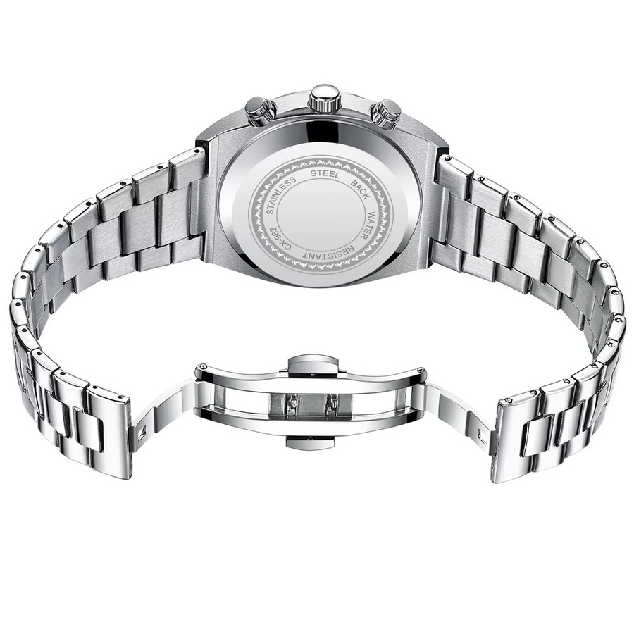 CHENXI Armbanduhr Chronograph, Quarz, Edelstahl, Silber, Herren - Bild 4