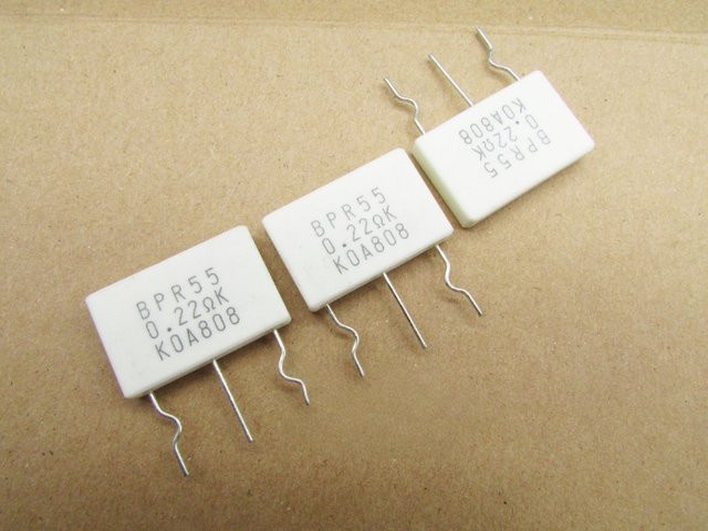 AEAK Set aus 5 Keramik-Zementwiderständen BPR55CFR22K 0,22 Ohm 220mOhm 5W + 5W 3-Pin Weiß H x B x T: 5 mm x 17 mm x 26 mm - Bild 1