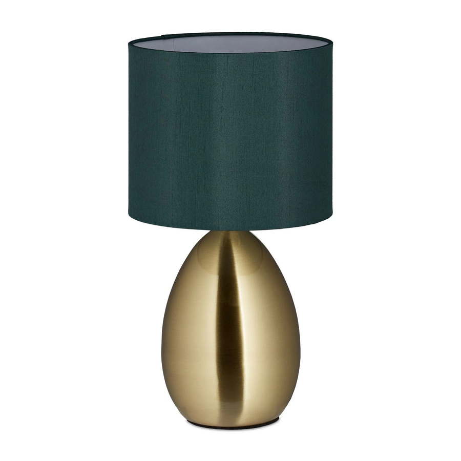 Relaxdays Tischlampe aus Metall in Messing mit Stoffschirm und Kippschalter, Höhe: 33,5 cm, Durchmesser: 18 cm - Bild 2