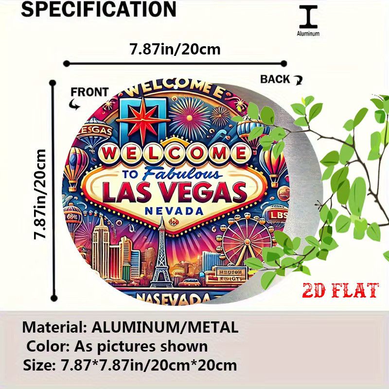 Las Vegas Willkommensschild Wandkunst aus Aluminium von Potdemiel, Retro Vintage Stadtbild Design, Multicolor, B/H: 19,99 x 19,99 cm - Bild 3