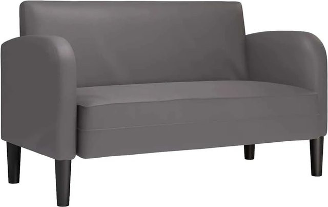 vidaXL Zweisitzer-Sofa Grau aus Kunstleder mit Armlehnen, B/T/H: 124 x 70 x 67 cm - Bild 1