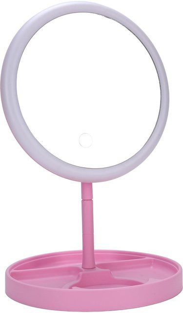 GoolRC Kosmetikspiegel mit LED-Beleuchtung und stufenloser Dimmfunktion, rund, Farbe: Weiß, USB-Anschluss - Bild 1