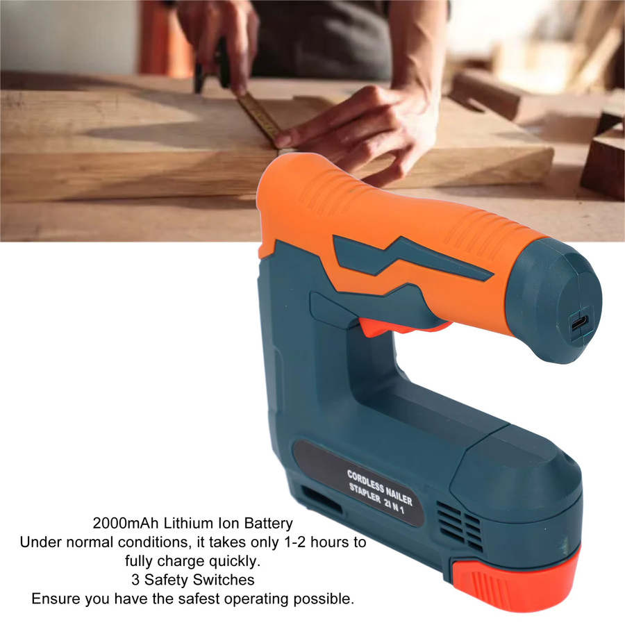 KKMOON Kabelloser Brad Nailer, batteriebetriebene Nagelpistole mit USB-Aufladung für die Holzbearbeitung, Orange - Bild 4