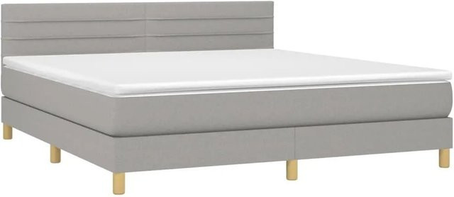 vidaXL Boxspringbett mit Matratze in Hellgrau, Hybridbett mit LED-Unterbettbeleuchtung und USB-Ladeport, B/T: 160 x 200 cm - Bild 1