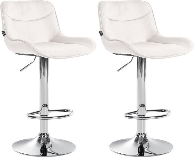 2er Set Barhocker Vonore aus Samt mit Lehne, höhenverstellbar und 360 Grad drehbar mit Metallgestell und Fußstütze - Bild 1