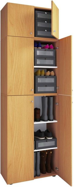 Schuhschrank Lona von VCM Möbel in Buche Weiß, B/H/T: 70 x 223 x 39 cm - Bild 1