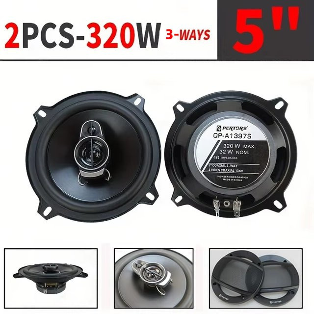 Q-PERTORS 3-Wege-Auto-HiFi-Koaxiallautsprecher Set, 2 Stück, 5 Zoll, 640 W, Schwarz - Bild 1