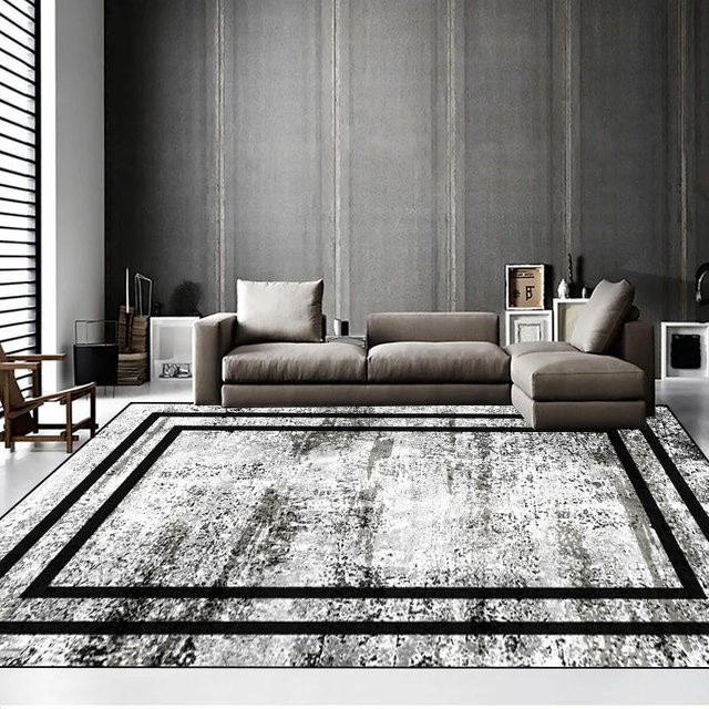 Karpetti Teppich in Grau im Retro-Stil mit geometrischem Design, rutschfest und waschbar, B/T: 120 x 300 cm - Bild 1