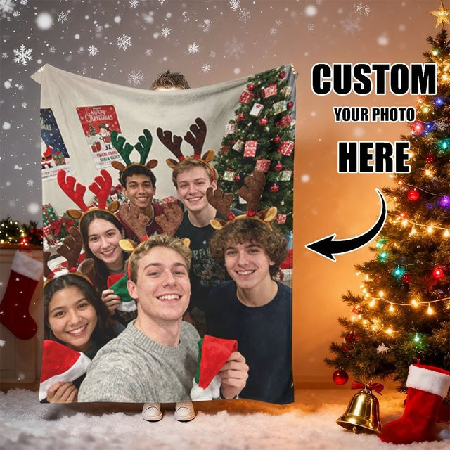 Personalisierte Weihnachts-Fotodecke von SRH aus weichem Flanell, individuell gestaltbare Fotodecke in Multicolour für Sofa und Bett - Bild 1
