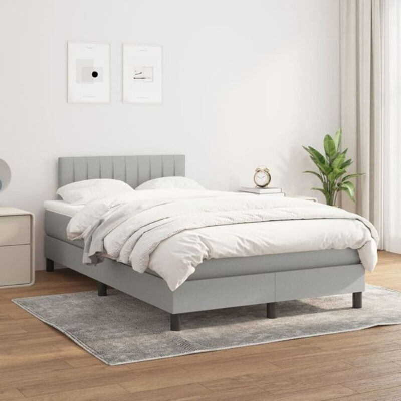 Vidaxl Boxspringbett mit Matratze in Grau aus Stoff und Holzwerkstoff B/T/H: 200 x 120 x 78 cm - Bild 1