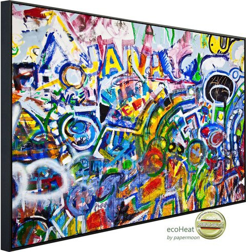 papermoon EcoHeat Infrarotheizung Graffiti Matt-Effekt bunt mit App-Steuerung und Überhitzungsschutz - Bild 1