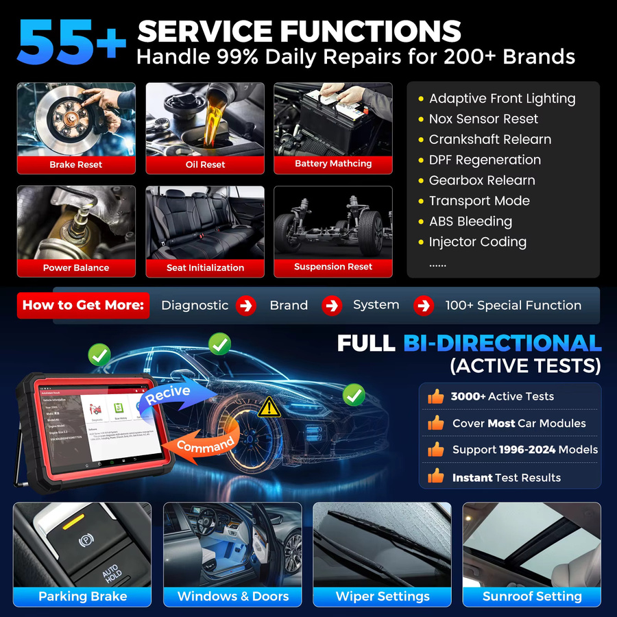 LAUNCH X431 PRO3S+ V5.0 OBD2 Auto-Diagnosetool mit CAN FD, DoIP, Topologie-Karte und TPMS in Schwarz - Bild 5