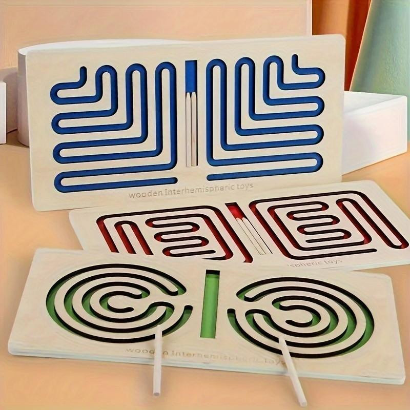 Yiran toy Linkes & Rechtes Gehirn Entwicklungsspielzeug Puzzle Holz, blau, 1-teiliges Set - Bild 2