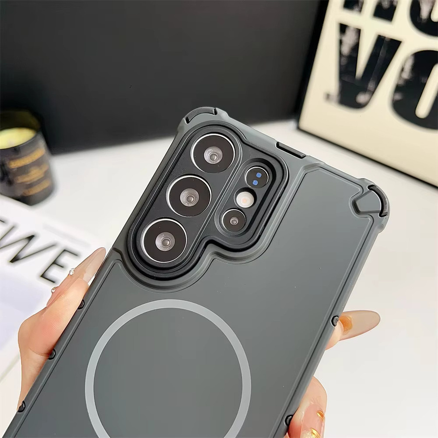Rutschfeste Stoßfänger-Schutzhülle mit Magnetfunktion für Samsung Galaxy S26 Ultra S25 S24 Plus S23 Ultra A56 A55 A54 A35 A34 A25 A15 MagSafe kompatibles Cover in Schwarz - Bild 2