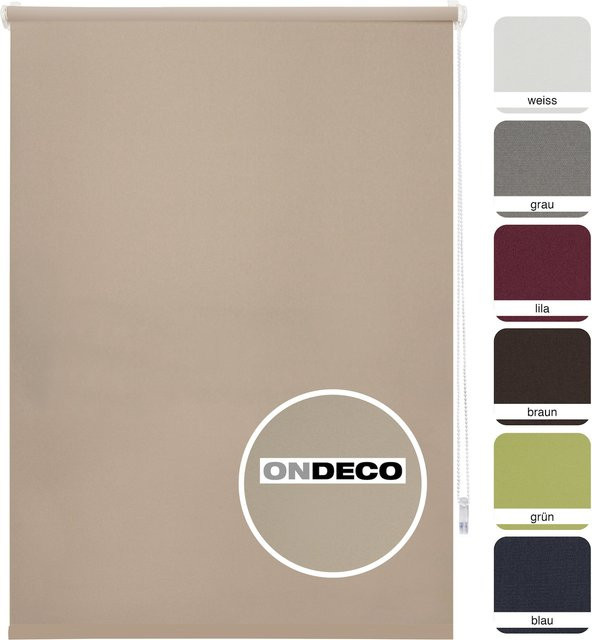 Ondeco Tageslichtrollo Win Klemmfix ohne Bohren, lichtdurchlässig, Farbe: Sand, B: 100 cm, H: 160 cm - Bild 1
