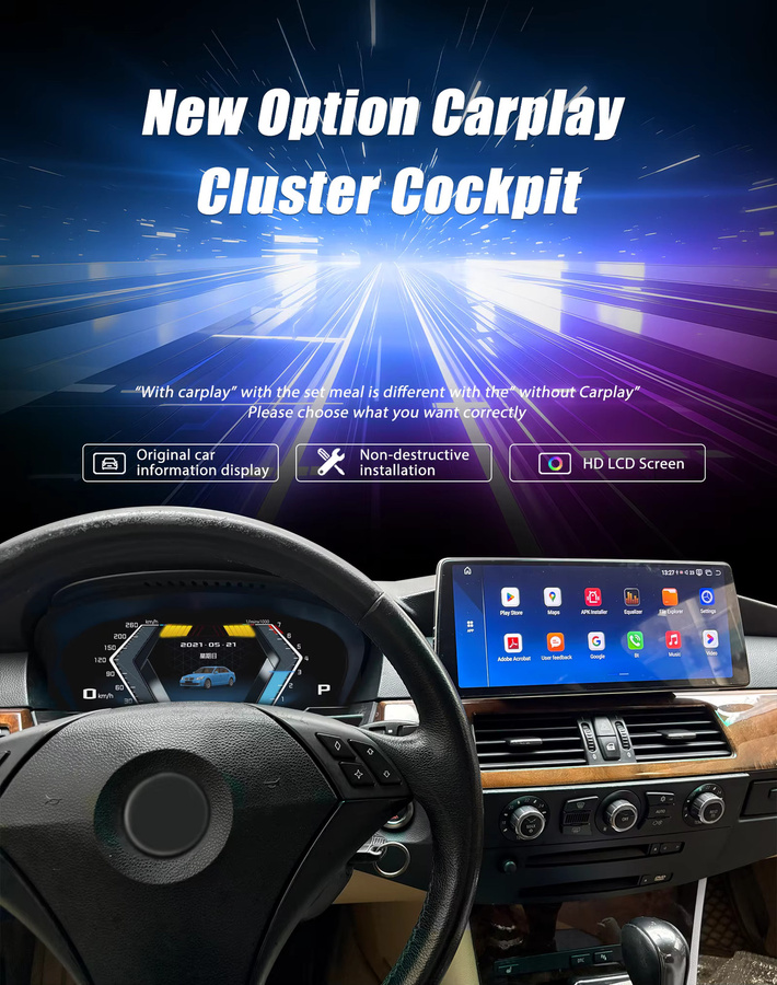 Navidigital 12,3 Zoll Digitales Dashboard für BMW 3er F30 F31 F34 und 4er F32 F33 (Baujahre 2013-2019), Virtuelles Cockpit mit Carplay und HDMI, Farbe: Schwarz - Bild 2