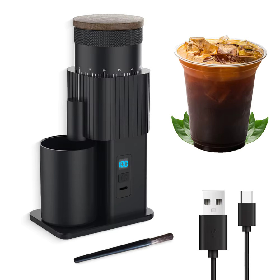 Elektrische Kaffeemühle von CF Wisdom, tragbare USB-aufladbare Gratmühle in Schwarz - Bild 7
