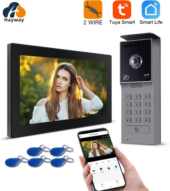 Tuya Wifi Smart Home Video Türtelefon mit 1080P Kamera und 7 Zoll Touch Monitor als 2-Draht Sicherheitssystem in Schwarz - Bild 1