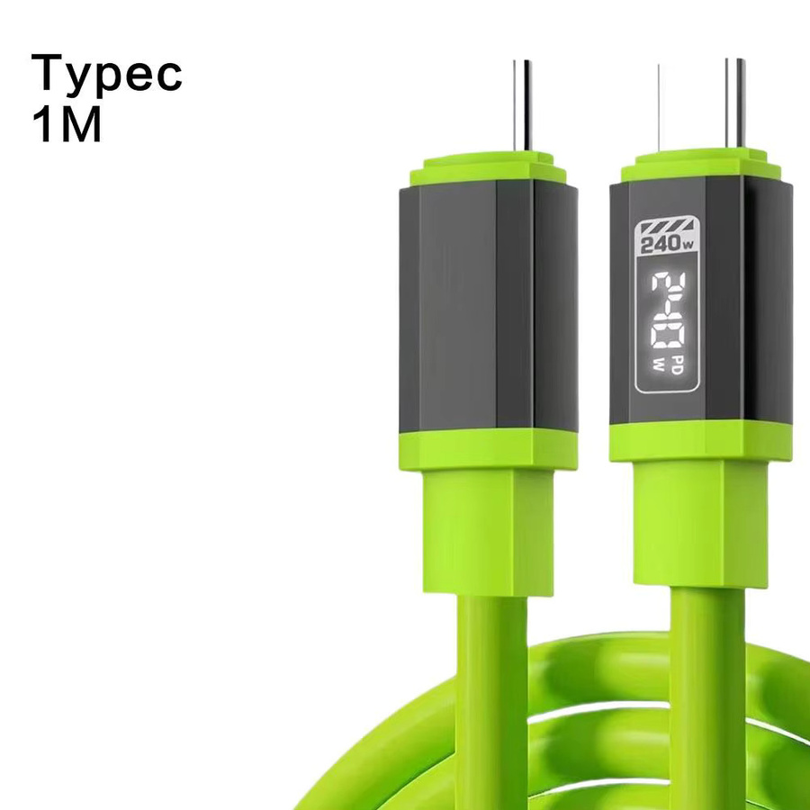 USB Type-C Schnellladekabel mit 240 W Leistung aus Flüssigsilikon in Grün für Samsung und iPhone - Bild 7
