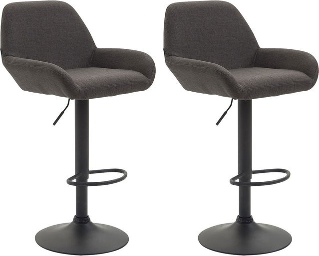 CLP 2er Set Barhocker Braga mit Stoffbezug und Lehne in Grau und Schwarz - Bild 1