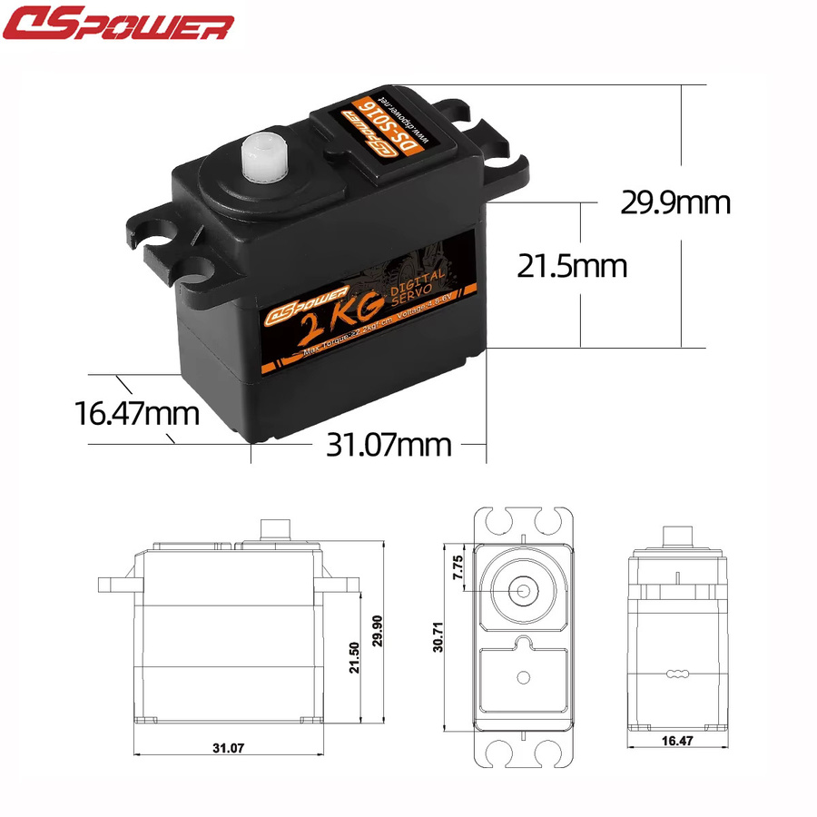 Dspower Digital Core Servomotor wasserdicht für RC Auto Hubschrauber Flugzeug - Bild 5