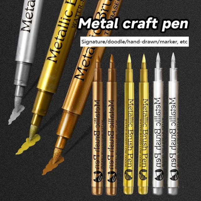 Hopk Premium Metallic-Markierungsstifte Set in Silber, Gold und Weiß für schwarzes Papier, Glas und Felsmalerei - Bild 1