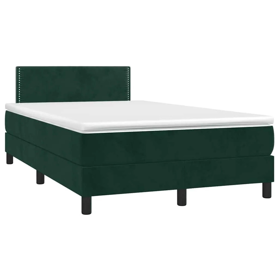 vidaXL Boxspringbett mit Matratze in Dunkelgrün und Weiß, Hybrid-Design mit Taschenfederkern und Samtbezug, B/T: 120 x 200 cm - Bild 2