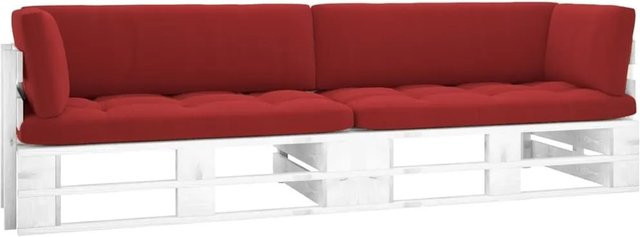 vidaXL 2-Sitzer-Palettensofa aus rustikalem Kiefernholz in Weiß mit Sitzkissen und Armlehnen - Bild 1