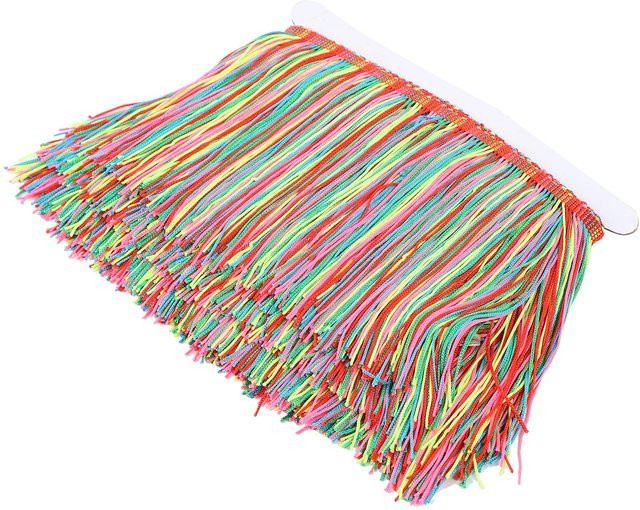 Igeteck Mehrfarbiges Fransenband aus Nylongarn mit 5 Farben und Quasten zur Dekoration von Kleidung und Heimtextilien - Bild 1