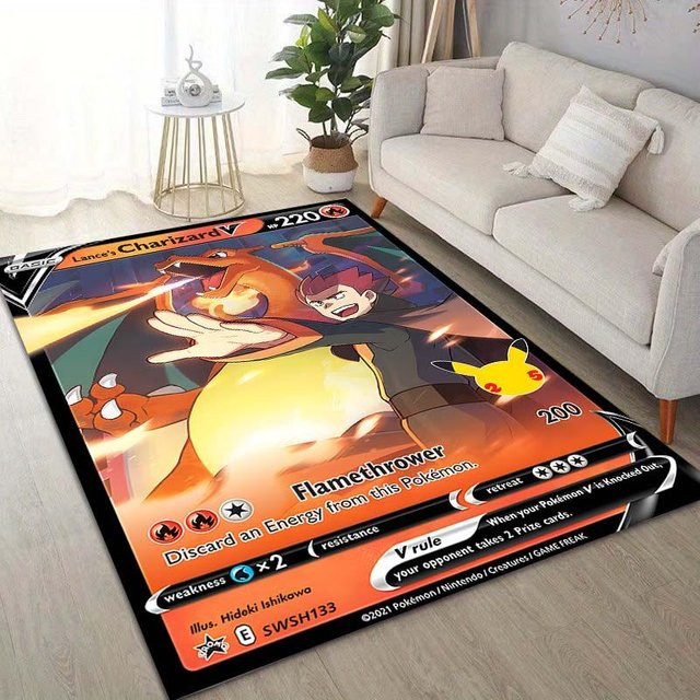 JGJG Pokémon Glurak Druck Teppich für Wohnzimmer und Kinderzimmer, Mehrfarbig, B: 80 cm, T: 140 cm - Bild 1