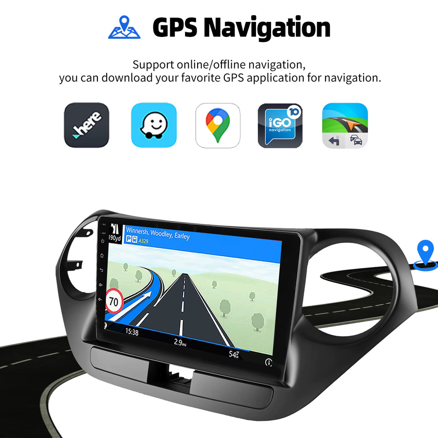 ESSGOO Android 15 Autoradio mit 9 Zoll IPS Touchscreen für Hyundai i10 BA 2013-2019 inklusive Apple CarPlay, Android Auto, GPS, WLAN, Bluetooth und Lenkradfernbedienung in Schwarz - Bild 4